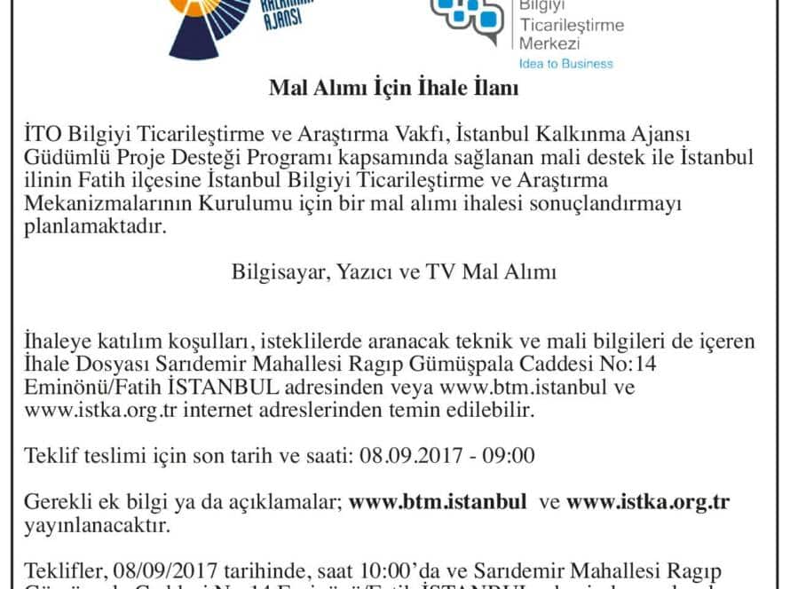 Güdümlü Projemizin Mal Alımı İhalesi İlanı Yayınlandı