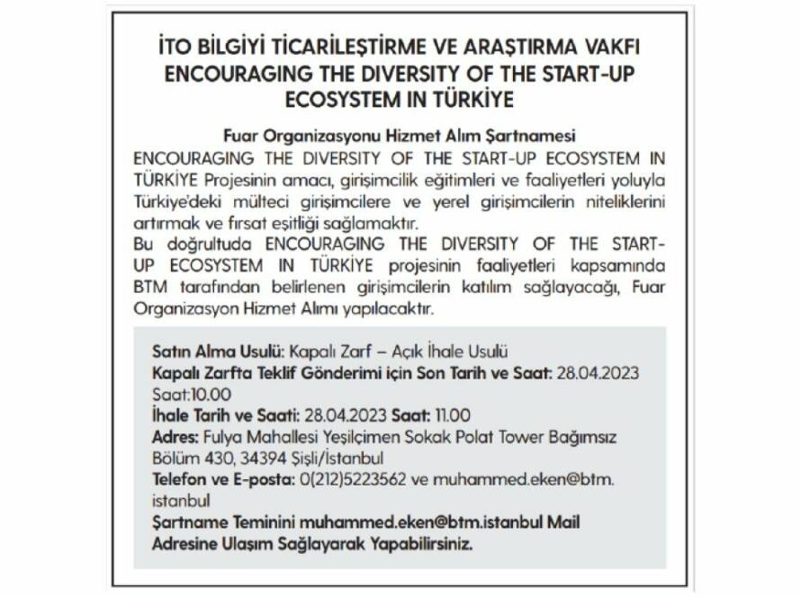 Fuar Organizasyonu Hizmet Alım Şartnamesi