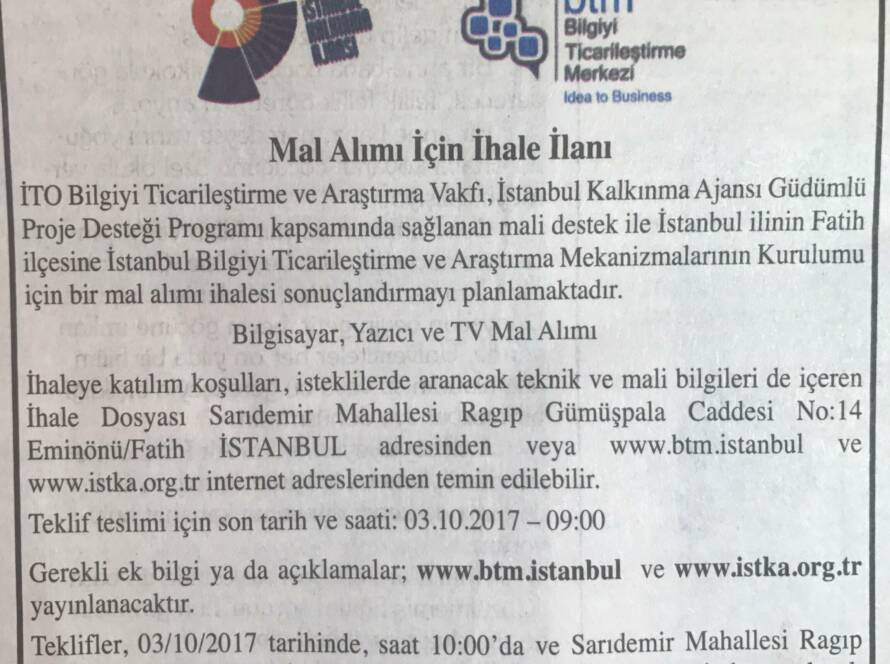 Güdümlü Projemizin Mal Alımı İhalesi İlanı Yayınlandı